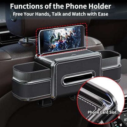 Rear Seat Cup Holder Back Seat Car Organizer 6 in 1 Multifunctional (72 Count)