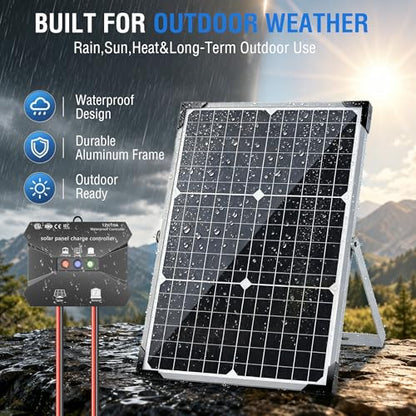 30W 12V Solar Panel Battery Charger Trickle Maintainer Kit