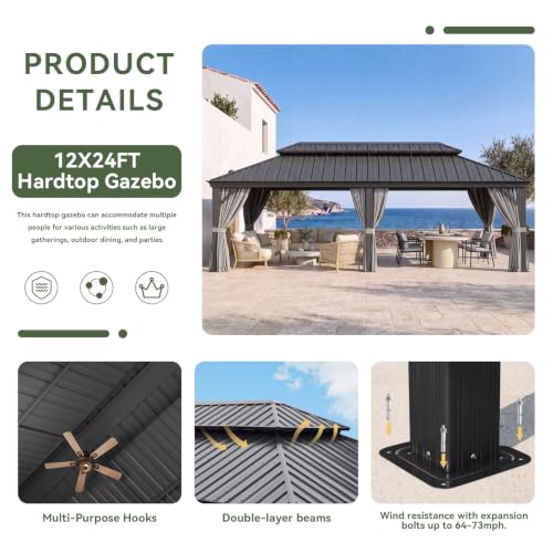 14' X 24' Hardtop Gazebo with Drainage