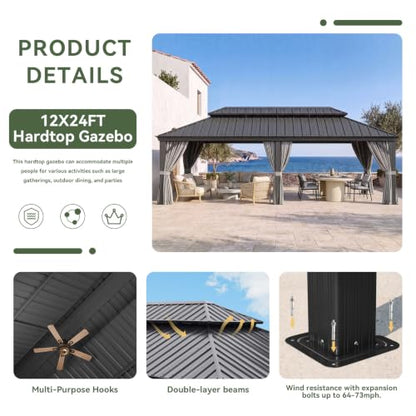 14' X 24' Hardtop Gazebo with Drainage