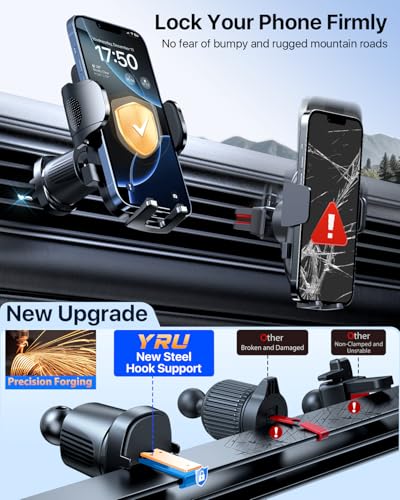 2026 Ultimate Car Phone Holder Mount [Bendable & Adjustable Aluminum Arm] Cell Phone Holder for Car Dashboard Windshield Phone Stand for iPhone 17 16 15 14 Pro Max Samsung Pickup Truck