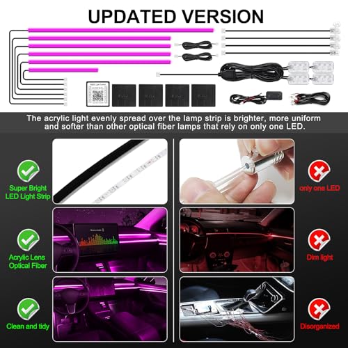 Acrylic Interior Car LED Strip Light with Wireless APP