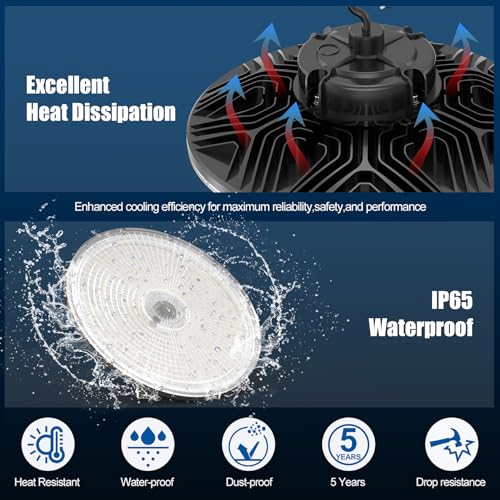 240W High Bay LED Lights UFO Dimmable 33600lm Daylight 5000K IP65 110