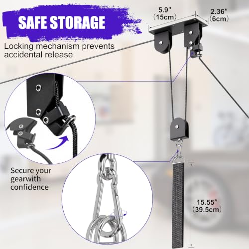 Bike Hoist Heavy Duty Ebike Pulley System for Garage Ceiling