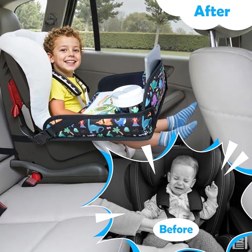 Kids Travel Tray for Carseat with Tablet Stand for Road Trip (2 Count)