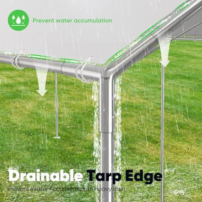 10X20ft Upgraded Heavy Duty Car Canopy Galvanized Frame Carport Outdoor Boat Shelter with 3 Reinforced Steel Cables (200 Sq Ft)