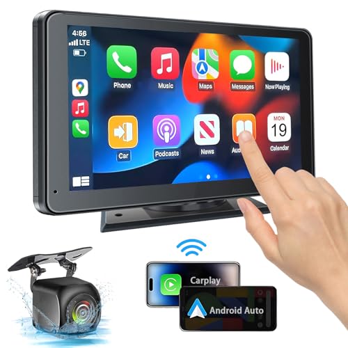 Portable Wireless with Apple CarPlay and Android Auto Screen for Car