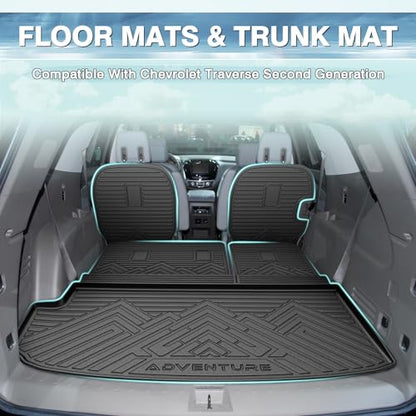 Floor Mat & Cargo Liner for 7 Seats Chevy Traverse 2018 (10 Count)