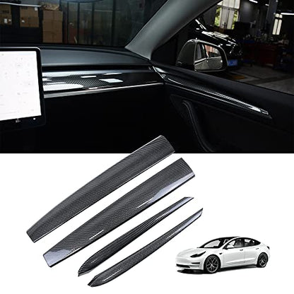 Dashboard Cover Wrap and Front Door Inner Armrest Panel Cover Trim Compatible with Tesla Model 3 2021