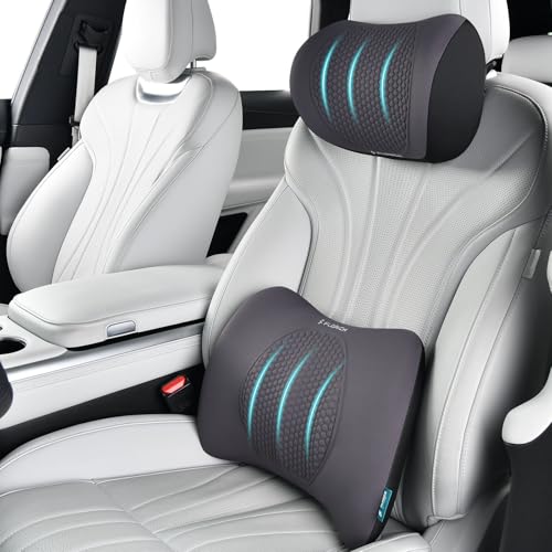Lumbar Support with Car headrest Back Pillow for Chair Headrest Pillow with Gel Memory Foam Massage Point Memory Foam Back Pillow for Office Chair