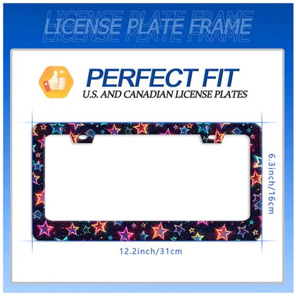 Colorful Stars License Plate Frame Stainless Steel Accessory 12.3x6.3 Inch