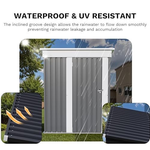 Metal Outdoor Storage Shed 5 x 3 FT Metal Shed with Lockable Door