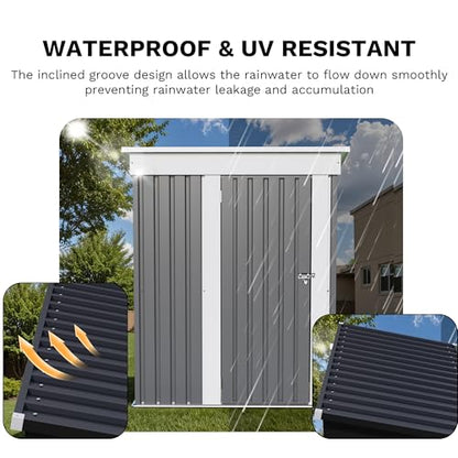Metal Outdoor Storage Shed 5 x 3 FT Metal Shed with Lockable Door