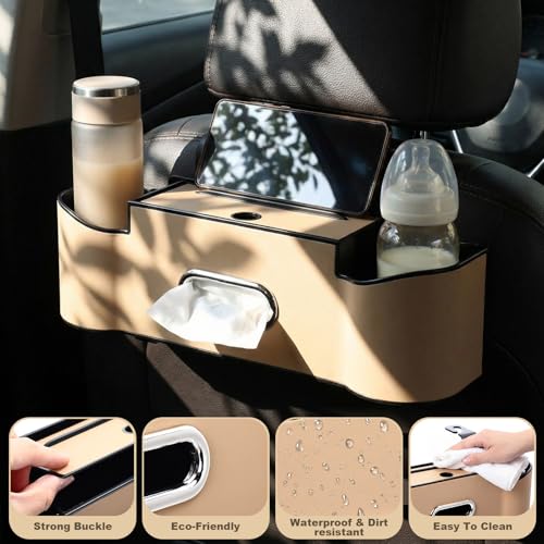 2 Pack Multifunctional Car Seat Back Storage Box Car Seat Back Organizer with Tissue Box (2 Count)