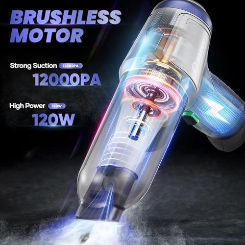 Handheld Car Vacuum Portable Cordless 15000Pa Blue