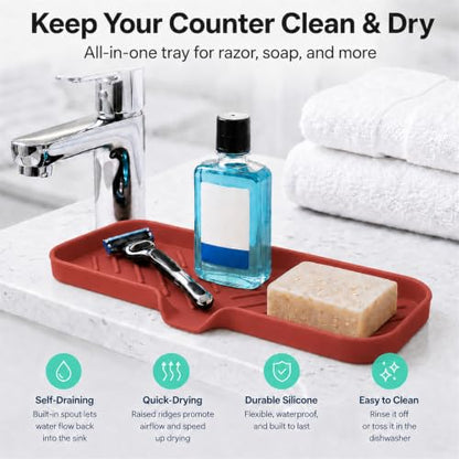 Silicone Soap Dish with Drain Spout