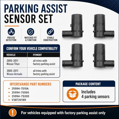 4Pcs PDC Parking Sensor for Nissan Titan Armada 2005