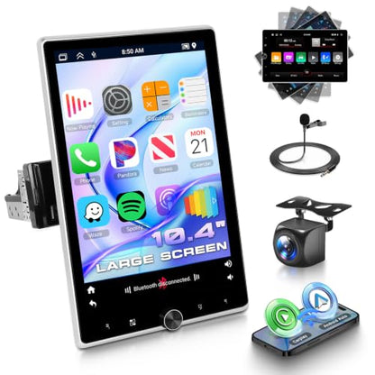 Motorized 10.4inch Single Din Radio with Wireless Carplay