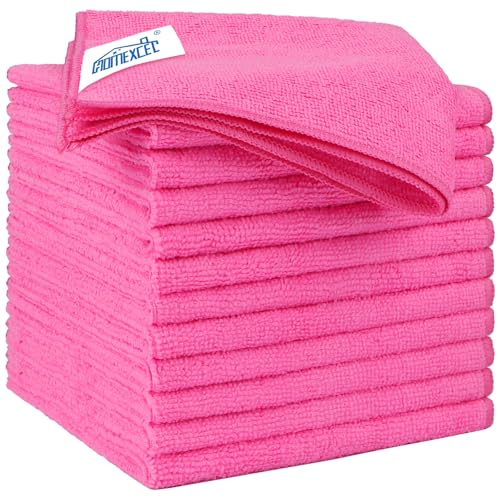 Pink Microfiber Cleaning Cloth 12 Pack (12 Count)