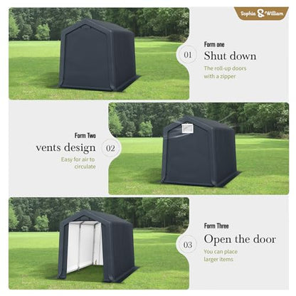 Storage Shed 6x10 ft Portable Garage Heavy Duty Carport