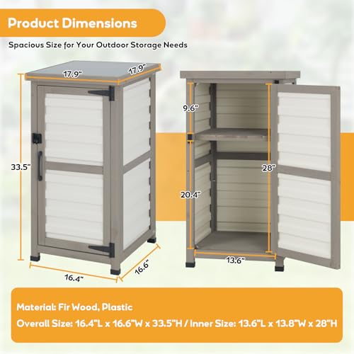 Outdoor Storage Cabinet with Metal Top