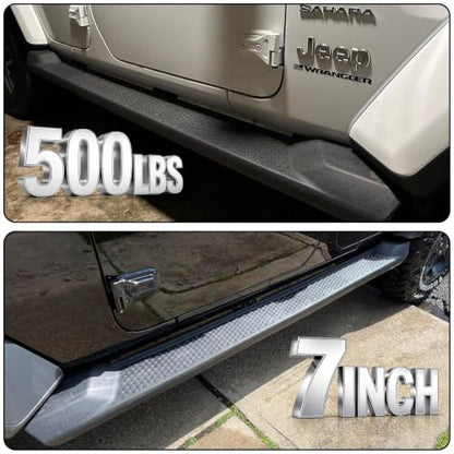 7" Running Boards Compatible with Jeep Wrangler JL 4 Door 2018 (2 Count)