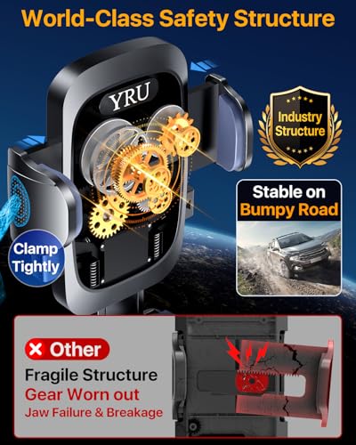 True Upgrade for Safety] YRU Car Phone Holder Mount [Patent & Military