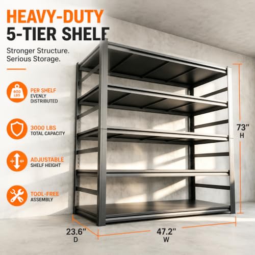 Garage Shelving 3000 LBS Adjustable Metal Storage Shelves