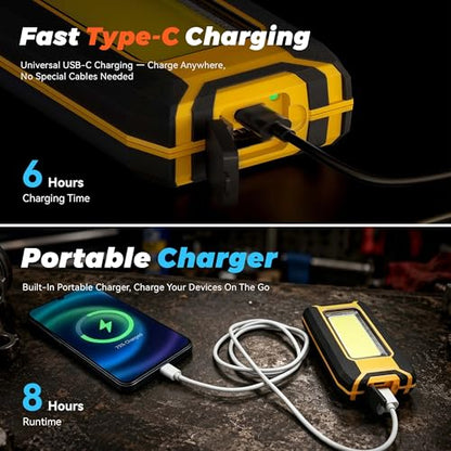 2 Pack LED Rechargeable Magnetic Work Light 1500 Lumens (2 Count)