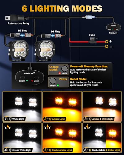 XP Ultra Series 6 Modes 3 Inch Amber White LED Ditch Light Pods (2 Count)