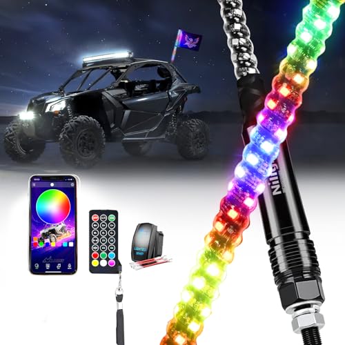 RGB LED Whip Light 1PC 3FT Lighted Antenna Whips