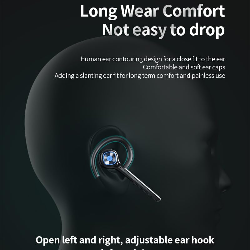 Wireless Bluetooth Earpiece Headphone Dual Noise Cancelling Mic Painless Open