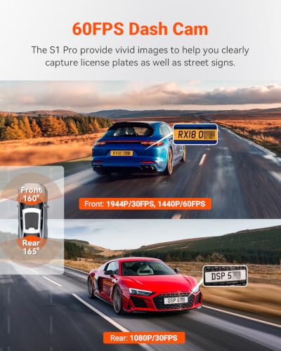 S1 Pro 60fps Dash Cam Front and Rear
