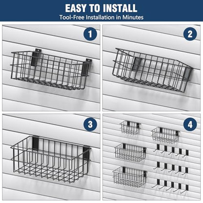 Heavy Duty Slatwall Accessories 15 Pack and Slatwall Baskets 4 Pack (19 Count)