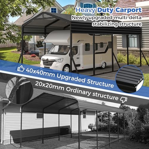 20X12 FT Heavy Duty Metal Carport Canopy with Triangle Frame Base