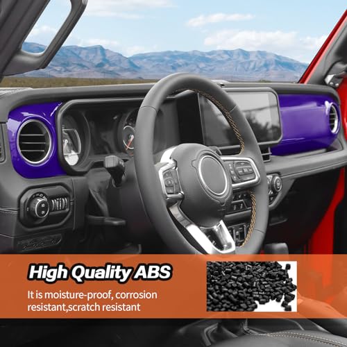 Purple Center Console Dashboard Trim Overlay for 2024+ Jeep Wrangler JL Interior Accessories