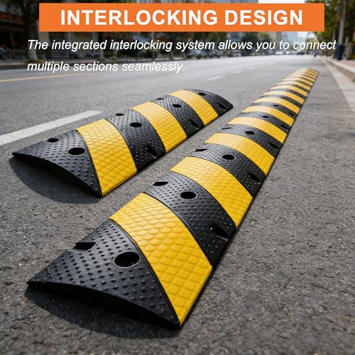 2 Pack 36 Inch Rubber Speed Bumps for Driveway