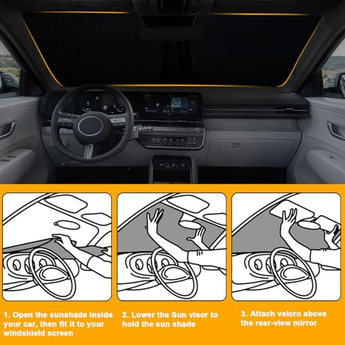 Foldable Front Windshield Sunshade fit for Hyundai Kona 2024