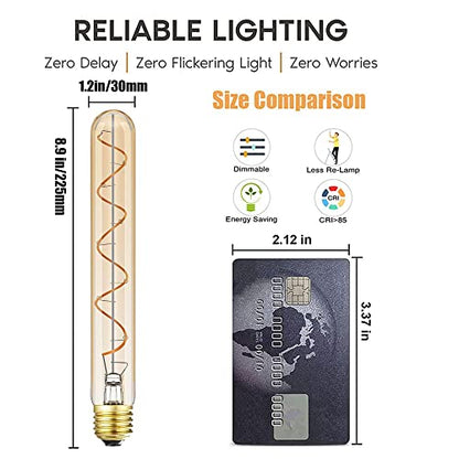 Vintage LED Spiral Filament Bulb T10 (4 Count)