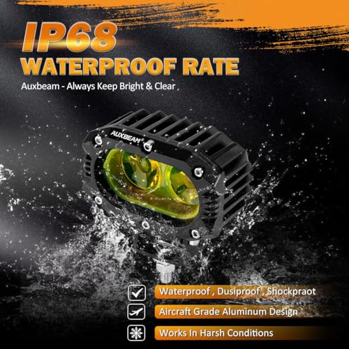 R4 Series 4 Inch LED Amber Pod 60W Driving Flood Beam Square Light (2 Count)