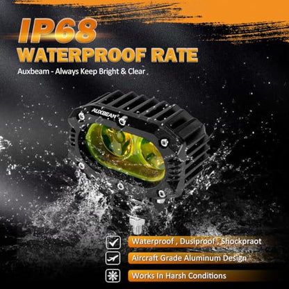 R4 Series 4 Inch LED Amber Pod 60W Driving Flood Beam Square Light (2 Count)