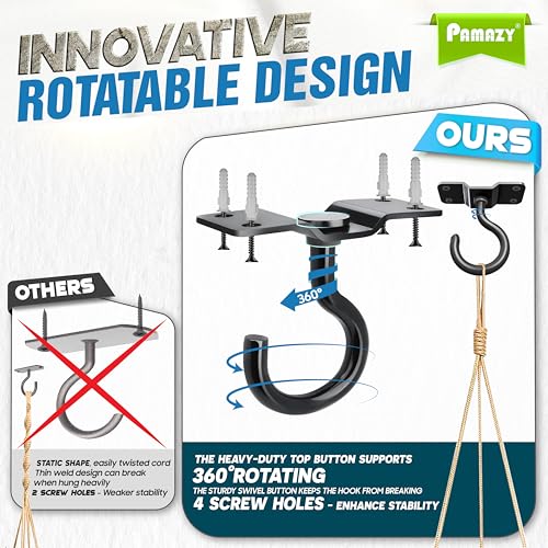 4Pcs 200LB Rotatable Ceiling Hook Wall Mount Metal Hanger for Hanging Plant (4 Count)