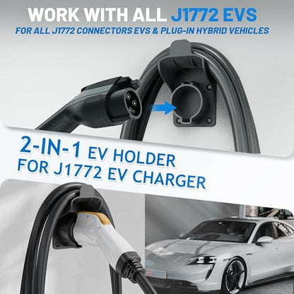 EV Charger Holder SAE J1772 Wall Mount Charging Cable Hanger Organizer