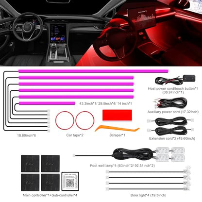 Acrylic Interior Car LED Strip Light with Wireless APP