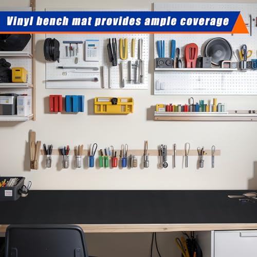 1 Roll 23.5 x 100 Inch Work Bench Mat Self Adhesive Resistant PU Floor Runner Easy to Clean Workbench Mat Pad for Garage Workbench or Table Storage Tool Organization