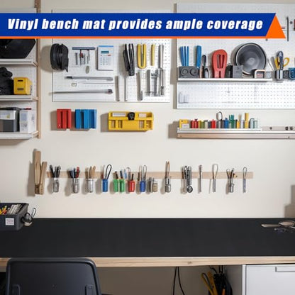 1 Roll 23.5 x 100 Inch Work Bench Mat Self Adhesive Resistant PU Floor Runner Easy to Clean Workbench Mat Pad for Garage Workbench or Table Storage Tool Organization