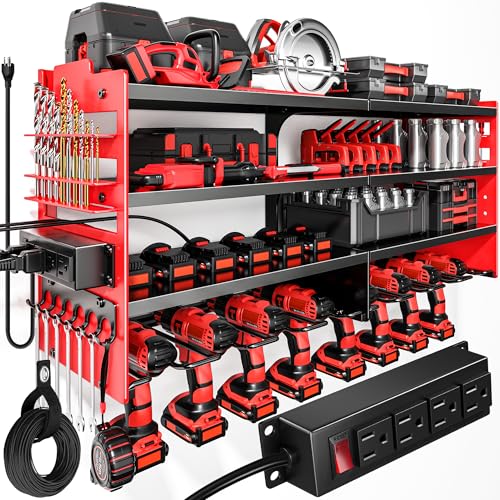 Large Power Tool Organizer Wall Mount with Charging Station