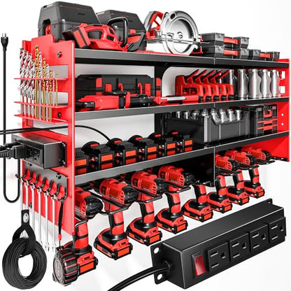Large Power Tool Organizer Wall Mount with Charging Station
