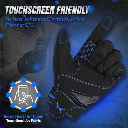 Breathable Motorcycle Gloves for Men with TPR & Kevlar Palm Protection Hard Knuckles Touchscreen