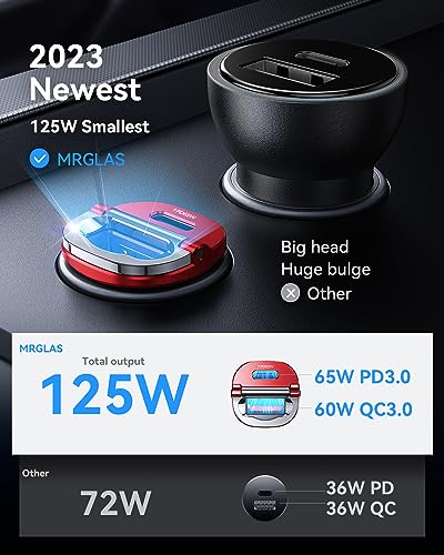 Upgraded】 125W USB C Car Charger Super Fast Charging for iPhone 17